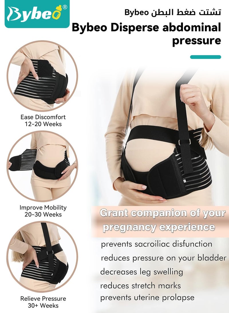 Bybeo Pregnancy Belly Support Band, Adjustable Breathable Maternity Support Belt, Adjustable 3-in-1 Maternity Belt with Shoulder Strap and Back Support - Image 3