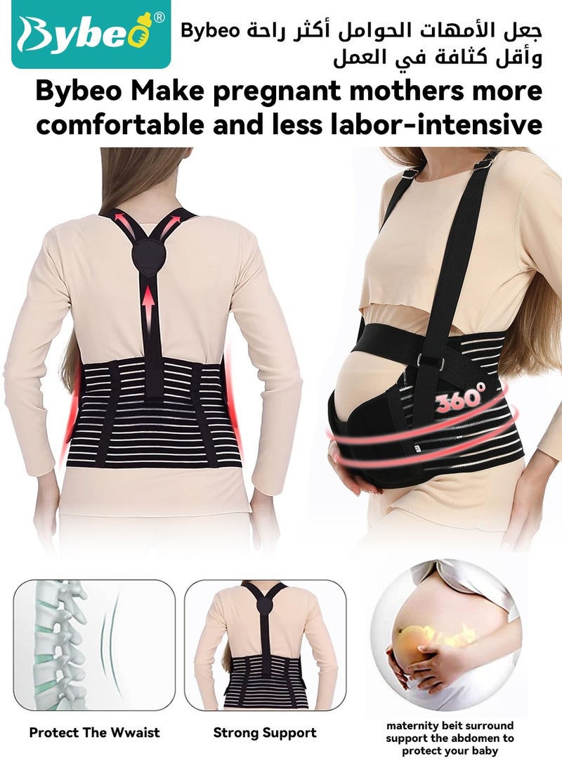 Bybeo Pregnancy Belly Support Band, Adjustable Breathable Maternity Support Belt, Adjustable 3-in-1 Maternity Belt with Shoulder Strap and Back Support - Image 4