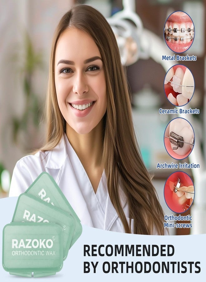RAZOKO Orthodontic Wax for Braces–Pre-sectioned Dental Wax Square with Strong Adhesion,500 Counnt Food Grade Comfort Protection Safe for Kids & Adults,Portable Travel Case,Mint - Image 5