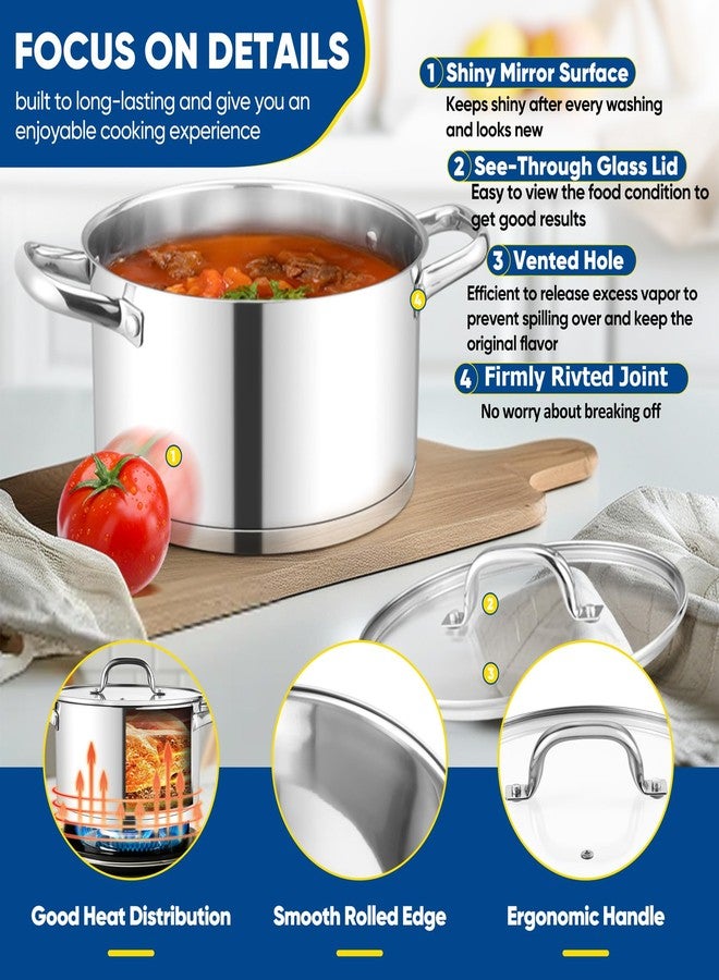 TeamFar 5QT Stainless Steel Stock Pot with Straight Side - Image 5