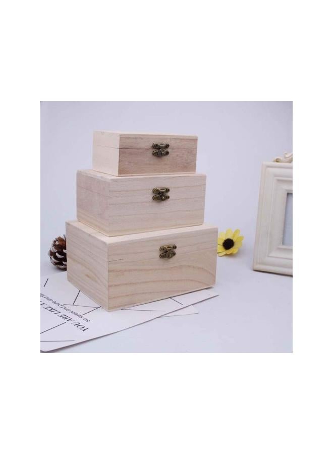 klarako 3 Pcs Unfinished Wooden Box Vintage Rectangle Lock Storage Box Decorative Container DIY Graffiti Paint Your Own Home Adults Kids Craft Supplies  - Image 2
