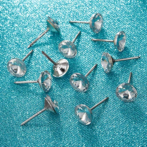 Zonon 30 Pieces Upholstery Nails Tacks Decorative Push Pins Fancy Diamond Crystal Furniture Head Thumb Tacks for Furniture Sofa Headboards Cork Board (25 mm) - Image 4
