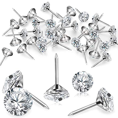 Zonon 30 Pieces Upholstery Nails Tacks Decorative Push Pins Fancy Diamond Crystal Furniture Head Thumb Tacks for Furniture Sofa Headboards Cork Board (25 mm) - Image 1