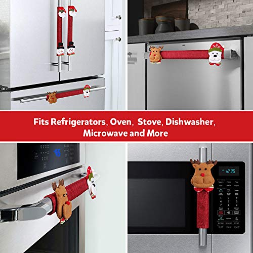 D-FantiX Christmas Refrigerator Handle Covers Set of 8, Santa Snowman Kitchen Appliance Covers Fridge Microwave Oven Dishwasher Refrigerator Door Handle Covers Protector Christmas Decorations - Image 5