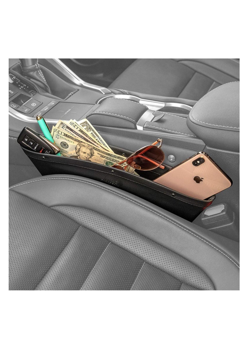 NOVOLAN - NOVOLAN Car Storage Box Seat Gap Car Garbage Bin Car Mobile Phone Storage Box Bag Leather Storage, Space-saving, Attractive and Practical, Easy Installation, Large Convenient Storage 1 Pack (beige) - Image 1