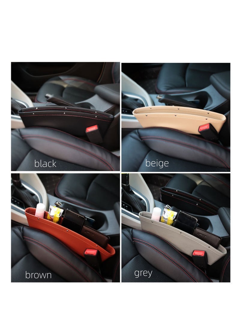 NOVOLAN - NOVOLAN Car Storage Box Seat Gap Car Garbage Bin Car Mobile Phone Storage Box Bag Leather Storage, Space-saving, Attractive and Practical, Easy Installation, Large Convenient Storage 1 Pack (beige) - Image 1