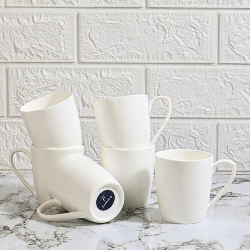 Femora Ceramic Tea Cups Set of 6 | 160ml Each | Microwave & Dishwasher Safe | Break & Scratch Resistant | Handcrafted Design | Perfect for Home, Office & Gifting | White - Image 1