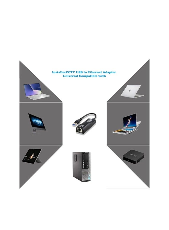 InstallerCCTV USB to Ethernet Adapter 3.0, adds Network connectivity to Computer with USB Port, 10/100/1000 Gigabit Ethernet Converter LAN Wired USB Network Adapter for MacBook, iMac Pro, Chromebook - Image 2