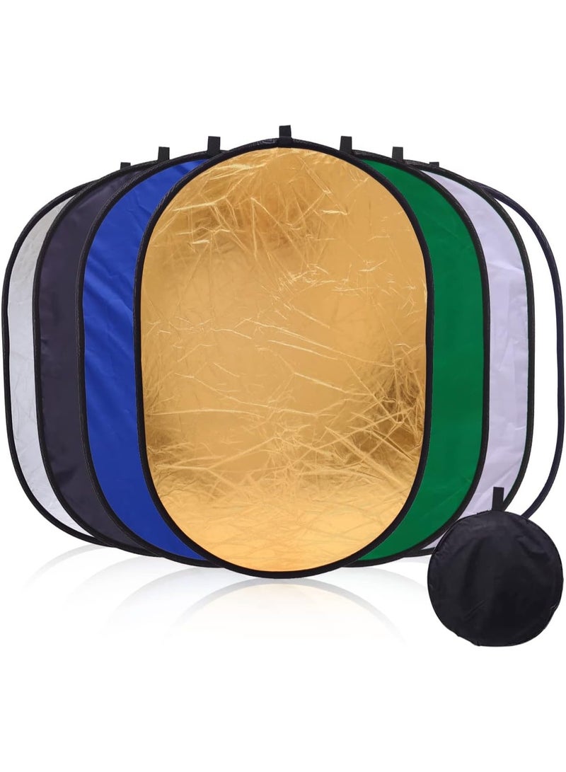 إكسريا Xria Photography Light Reflector 90 x 120CM Collapsible 7-in-1 Oval Lighting Diffuser Translucent Silver Gold White Black Green Blue with Bag for Photo Studio Video Live Streaming Outdoor - Image 1