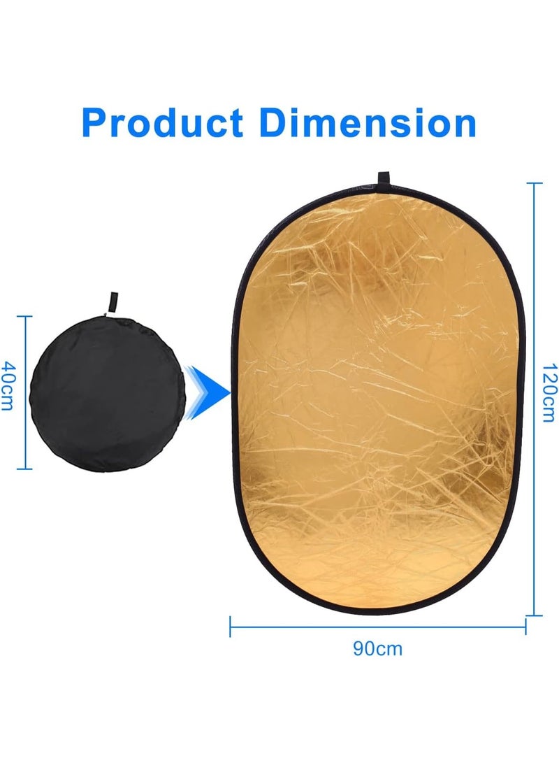 إكسريا Xria Photography Light Reflector 90 x 120CM Collapsible 7-in-1 Oval Lighting Diffuser Translucent Silver Gold White Black Green Blue with Bag for Photo Studio Video Live Streaming Outdoor - Image 3