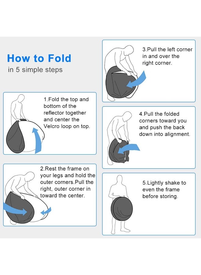 إكسريا Xria Photography Light Reflector 90 x 120CM Collapsible 7-in-1 Oval Lighting Diffuser Translucent Silver Gold White Black Green Blue with Bag for Photo Studio Video Live Streaming Outdoor - Image 4