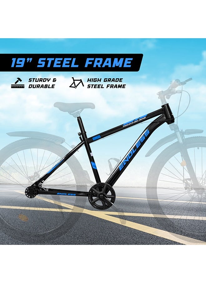 ENDLESS  27.5" Mountain Bike for Adults | High Carbon Steel 19" Frame, Disc Brakes, Suspension MTB with Front & Rear Mudguards, Adjustable Seat, 2.135" All-Terrain Tires – Perfect for Men & Women  - Image 4