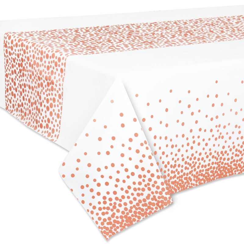 Rose Gold Large Plastic Tablecloth Cover 9ft x 45ft 137x274cm Rectangle Table Cloth Oilcloth Waterproof StainResistant Christmas Birthday Wedding New Year Home Garden Party Table Decoration Supply