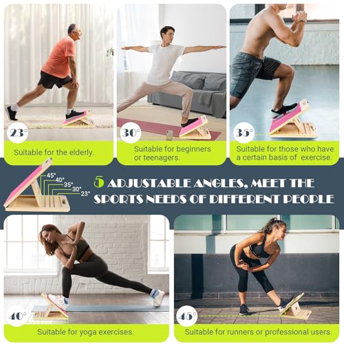 UOPON Slant Board for Calf Stretching, Adjustable Portable Wooden Incline Board for Calf Stretcher with Training Poster, 300 Lbs Weight Capacity Calf Stretch Wedge for Leg, Knees, Heel, Ankle & Stretching - Image 5