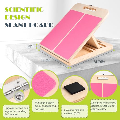 UOPON Slant Board for Calf Stretching, Adjustable Portable Wooden Incline Board for Calf Stretcher with Training Poster, 300 Lbs Weight Capacity Calf Stretch Wedge for Leg, Knees, Heel, Ankle & Stretching - Image 2