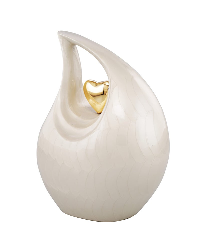 URNS OF DIGNITY Heart of Love Cremation Urn for Human Ashes – Beautiful Memorial ERN for Adult – Decorative ERN for Loved Ones – Funeral Urn for Burial or Display (White Gold, Adult) - Image 5