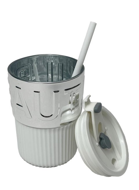 Coffee cups with silicone lid and silicone straw Multicolored
