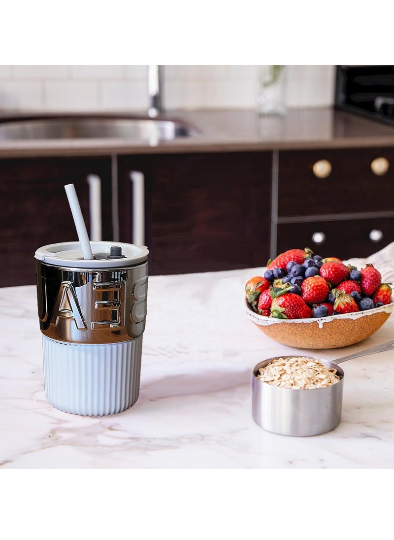 Coffee cups with silicone lid and silicone straw Multicolored