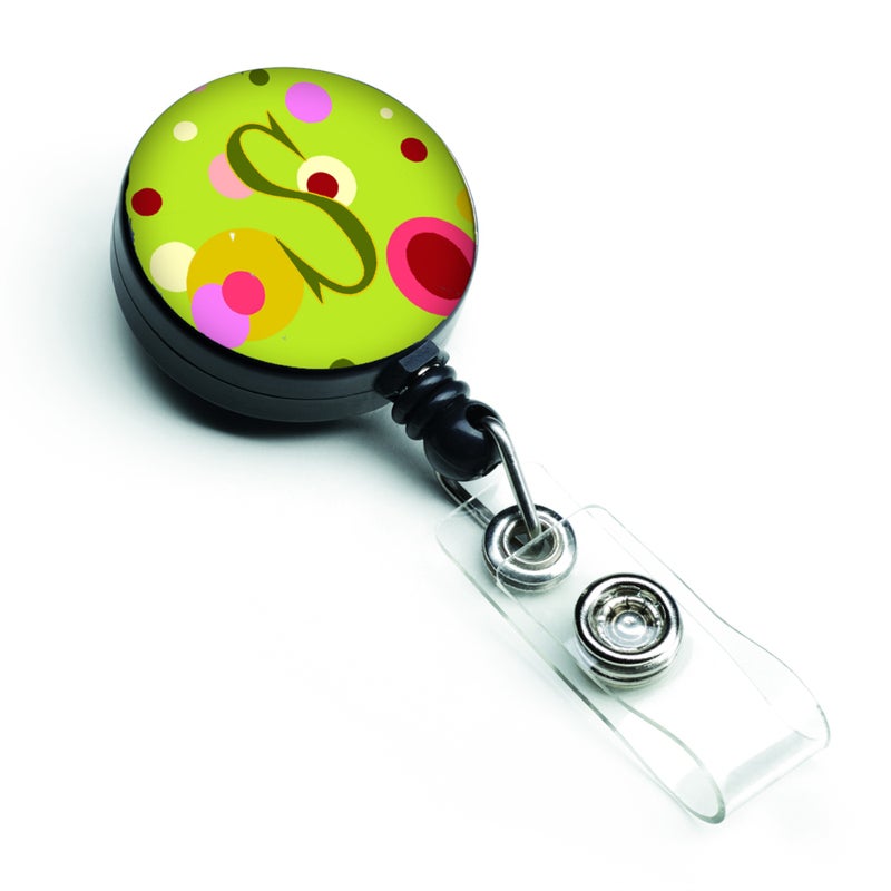 ""Caroline's Treasures Letter S Monogram  Lime Green Retractable Badge Reel  Multicolor (CJ1010-SBR)""