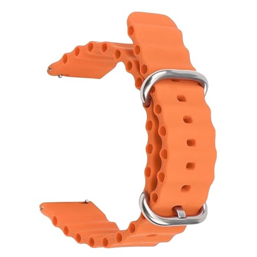 PEFKO PSS79 22MM Soft Silicone Ocean Loop Bands / Straps Compatible with Huawei GT2(46mm) / Honor Magic Watch 2(46mm) / Noise Pulse Go Buzz / Boat Flash / Xtend / Xtend Pro / Noise Colorfit Ultra Fireboltt Rage / Fireboltt Phoenix / Noise Colorfit Pulse Grand / Noise Colorfit Pulse 2 Max Smart Watch & All 22mm lug Watches For Men Women Unisex (22MM [ OCEAN ], ORANGE) - Image 1