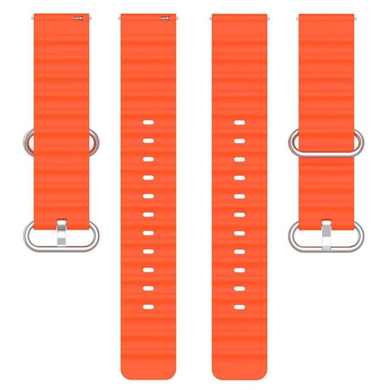 PEFKO PSS79 22MM Soft Silicone Ocean Loop Bands / Straps Compatible with Huawei GT2(46mm) / Honor Magic Watch 2(46mm) / Noise Pulse Go Buzz / Boat Flash / Xtend / Xtend Pro / Noise Colorfit Ultra Fireboltt Rage / Fireboltt Phoenix / Noise Colorfit Pulse Grand / Noise Colorfit Pulse 2 Max Smart Watch & All 22mm lug Watches For Men Women Unisex (22MM [ OCEAN ], ORANGE) - Image 2