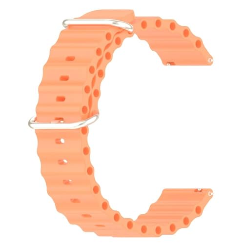 PEFKO PSS79 22MM Soft Silicone Ocean Loop Bands / Straps Compatible with Huawei GT2(46mm) / Honor Magic Watch 2(46mm) / Noise Pulse Go Buzz / Boat Flash / Xtend / Xtend Pro / Noise Colorfit Ultra Fireboltt Rage / Fireboltt Phoenix / Noise Colorfit Pulse Grand / Noise Colorfit Pulse 2 Max Smart Watch & All 22mm lug Watches For Men Women Unisex (22MM [ OCEAN ], ORANGE) - Image 3