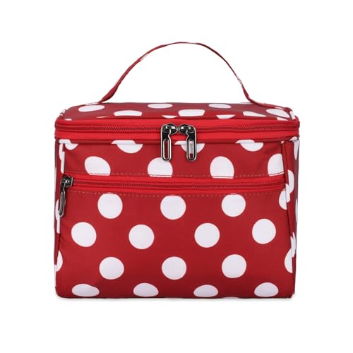 KUKLAR Polyester Waterproof Multifunctional Small Cosmetic Bag for Women, Makeup Bag for Travel, Cosmetic Bag Pouch,Makeup Organizer Perfectly Fit in Any Suitcase Or Big Bag (RED) - Image 1