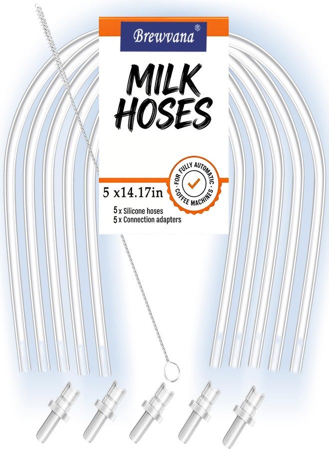 Brewvana Milk Tube Hose set for Jura ENA E8,GIGA 6 10 W10,IMPRESSA J6 J8 J8twin Z5 Z6 Z7 Z8 Z9 Z10, S8 S80 WE8 fully automatic coffee machines(5 milk hoses 14.2in, 5 HP3 milk Hose Connectors, cleaning brush) - Image 1
