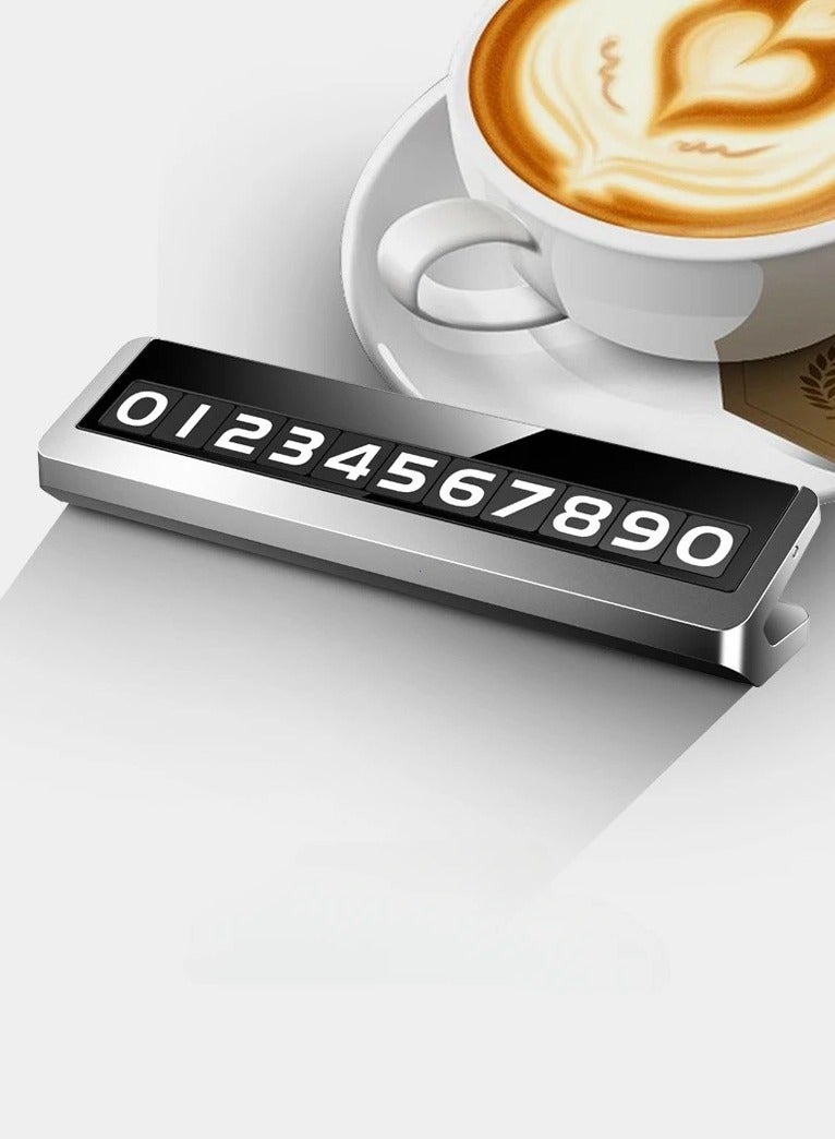 AROAQ Car Temporary Parking Card Universal Rotating Phone Number Plate Aluminum Stickers Car Parking Stop Styling Auto Accessories - Image 1