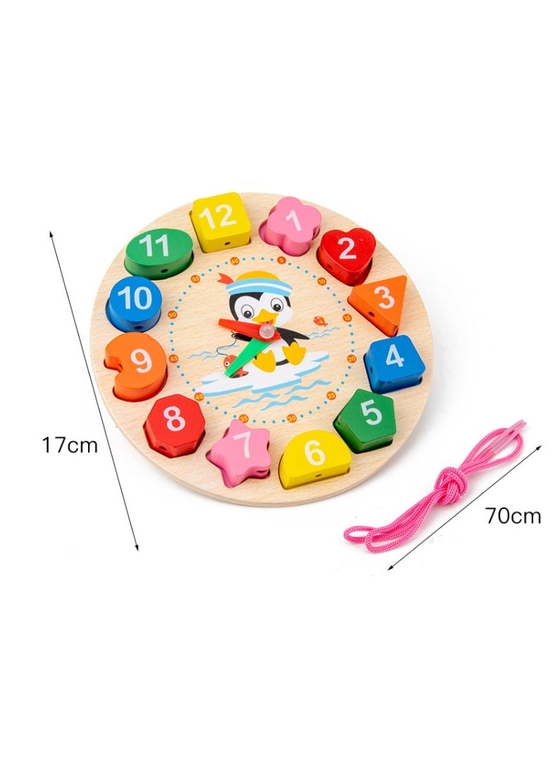 Infant early education enlightenment, hand and brain coordination interaction, building blocks beaded clock type wooden toys.  - Image 3