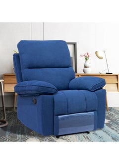 DANUBE HOME Mendoza 1 Seater Fabric Recliner Relaxing Chair Modern Design One Seat Sofas Comfortable Living Room Furniture L 94 x W 95 x H 103 cm Blue  - Image 1