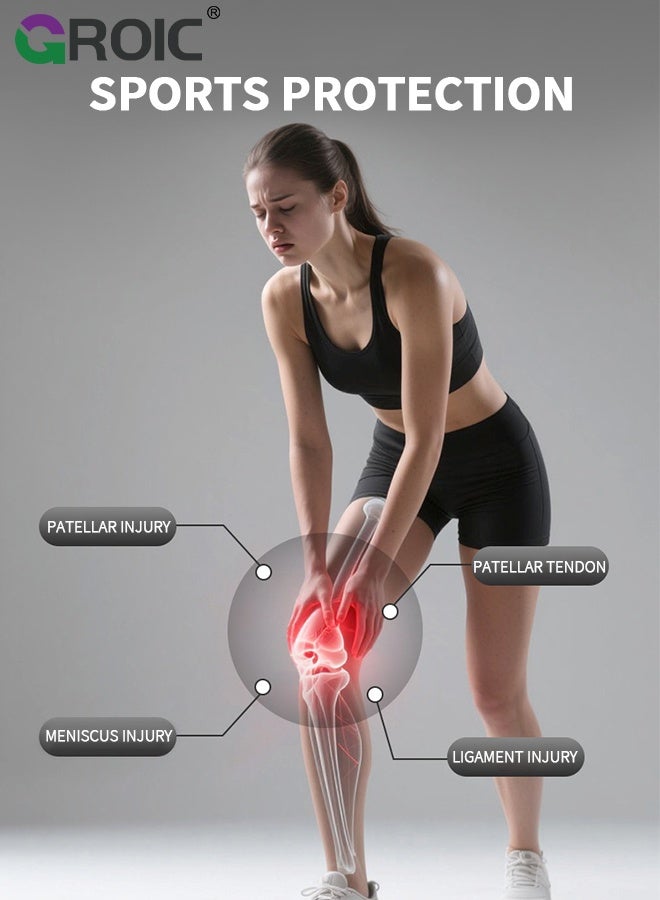 GROIC Patellar Tendon Support Strap 1Pc for Men & Women, Adjustable Knee Brace with Targeted Pressure Pad & Non-Slip Silicone for Patella Tendonitis - Flex Wrap Knee Band for Running, Fitness, Hiking, Volleyball - Black - Image 3