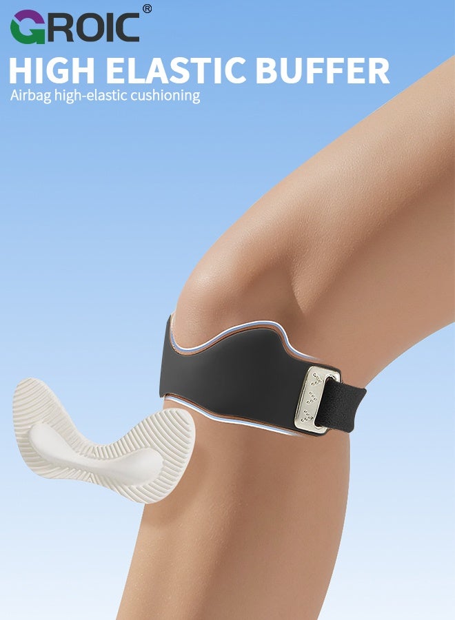 GROIC Patellar Tendon Support Strap 1Pc for Men & Women, Adjustable Knee Brace with Targeted Pressure Pad & Non-Slip Silicone for Patella Tendonitis - Flex Wrap Knee Band for Running, Fitness, Hiking, Volleyball - Black - Image 4