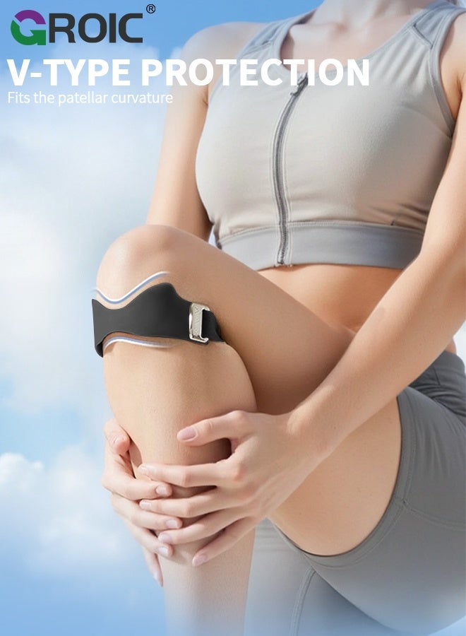 GROIC Patellar Tendon Support Strap 1Pc for Men & Women, Adjustable Knee Brace with Targeted Pressure Pad & Non-Slip Silicone for Patella Tendonitis - Flex Wrap Knee Band for Running, Fitness, Hiking, Volleyball - Black - Image 5