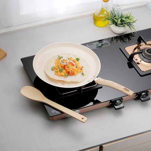 COOKAID Dosa Tawa Non Stick 25 cm | Non Stick PTFE | ISI Certified | Aluminium Body | Low-Oil Cooking, Quick & Even Heating, Gas & Induction Compatible | Neo Glide - Cream - Image 1