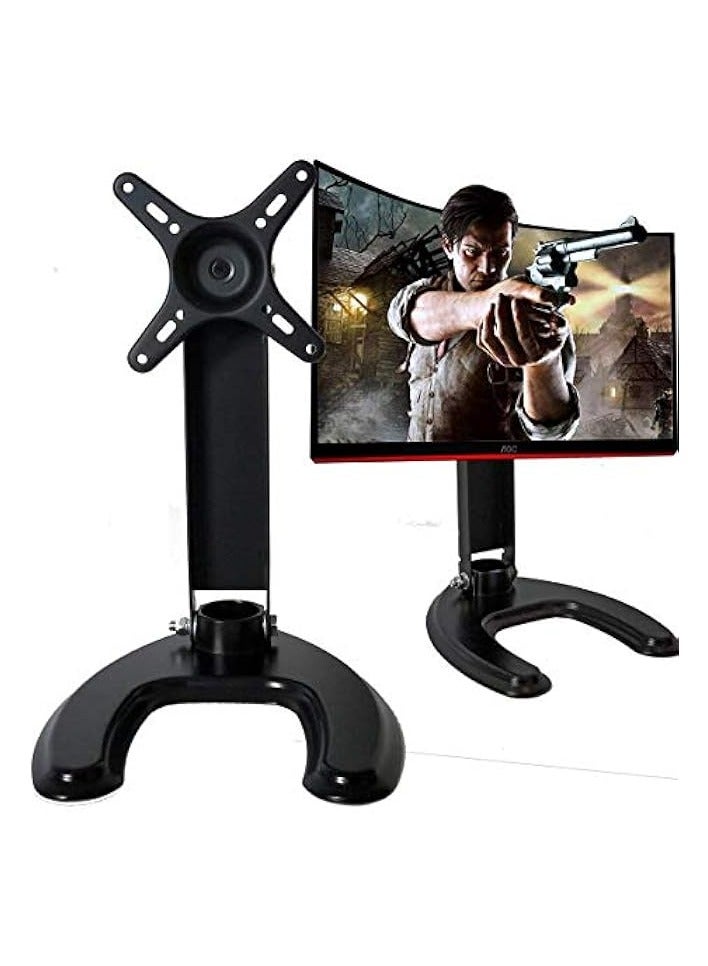 PROMASS Computer Monitor Mount Stand TV Single LCD Monitor Desk Mount Stand with Free Stand Base,Full Adjustable Height Tilt SwivelFits 14-27 inch LCD LED Plasma TVs - Image 1