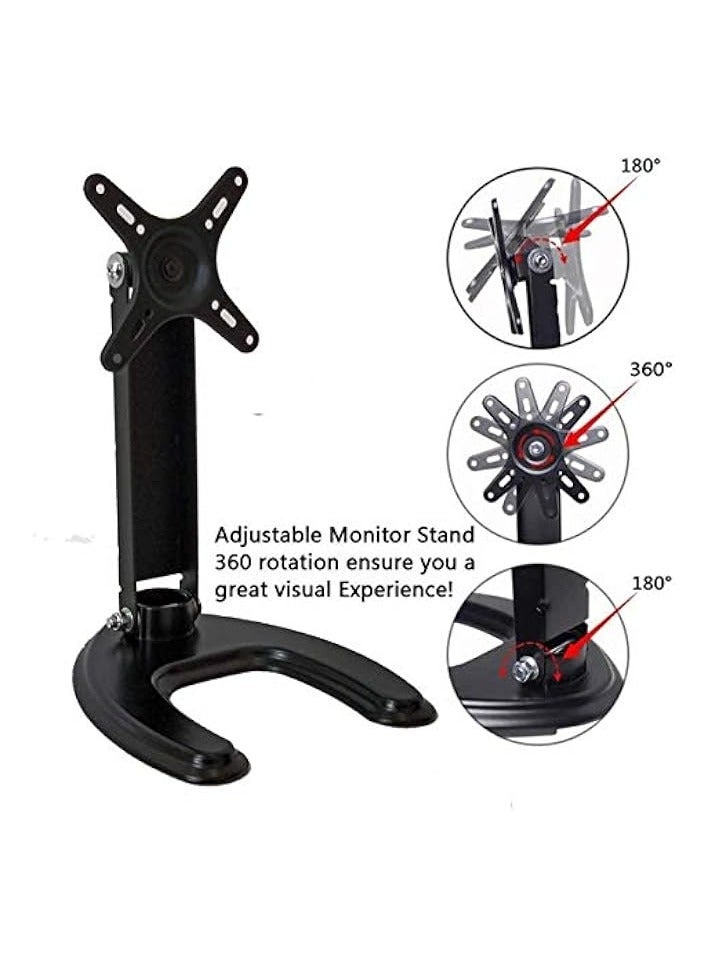 PROMASS Computer Monitor Mount Stand TV Single LCD Monitor Desk Mount Stand with Free Stand Base,Full Adjustable Height Tilt SwivelFits 14-27 inch LCD LED Plasma TVs - Image 3