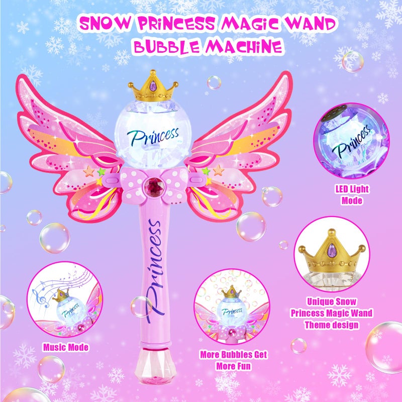Hugeway Princess Bubble Wand,Bubble Machine for Kids Girls,Music & Light Up Bubble Blower,Bubble Maker,Outdoor Party Birthday Bubble Toy for Toddlers,Gift for Girls Age 3 4 5 6 7 8 Years Old.(Pink) - Image 4