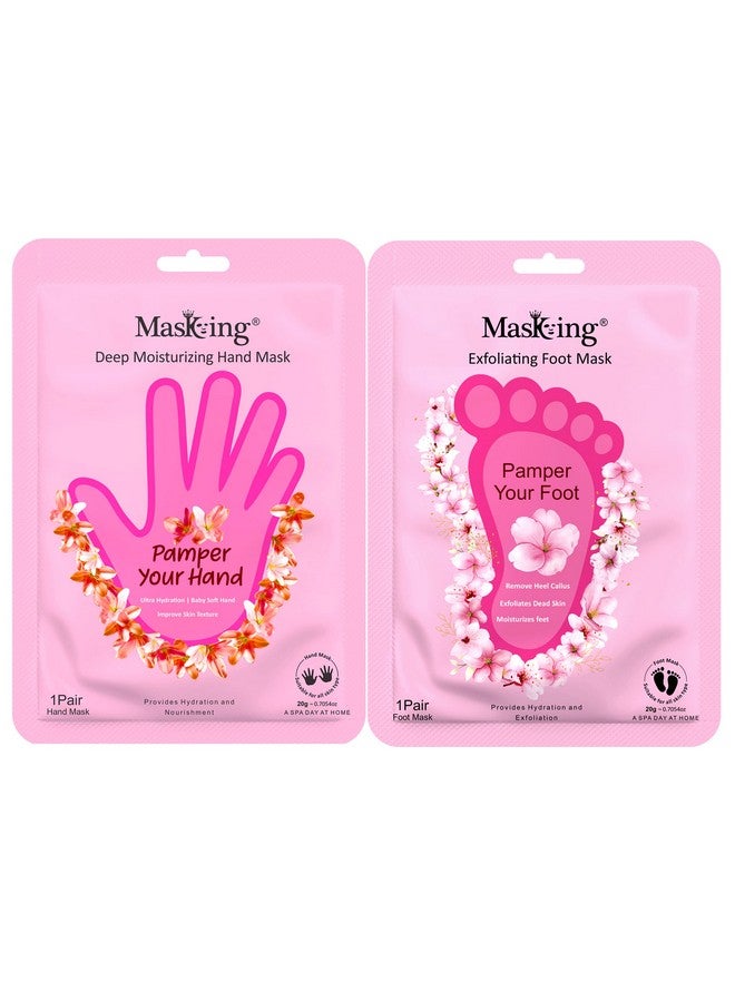 MASKING Masking Hand Gloves Mask and Exfoliating Foot Mask for Deep Moisturisation and Exfoliating, Smooth Silky and Brightening hand and Foot Each 20g (Combo 02) - Image 1