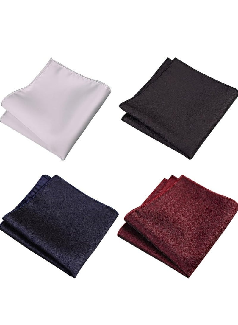 مجموعة من 4 مناديل جيب للرجال، ألوان متنوعة، 23 سم × 23 سم، مناديل لحفلات الزفاف والحفلات - Image 1