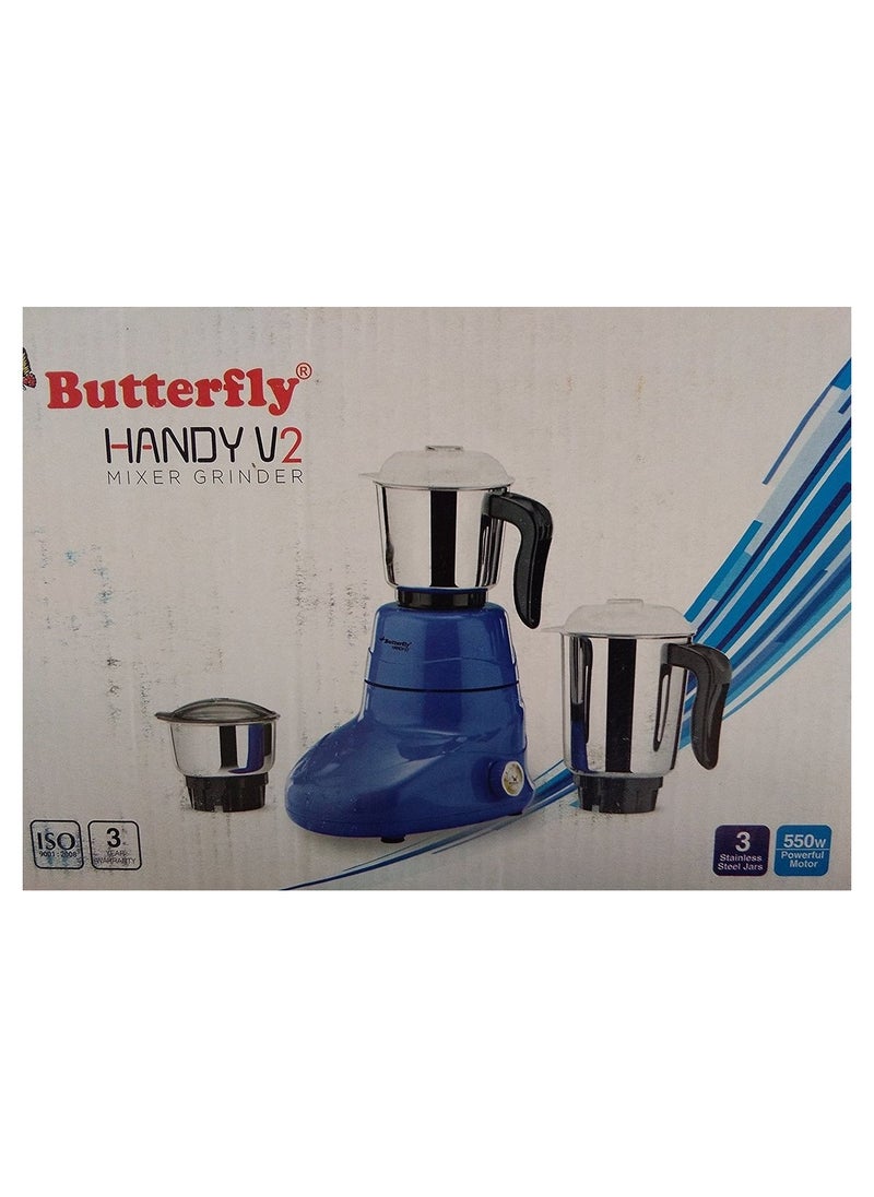 باترفلاي Butterfly Stainless Steel Mixer Grinder, 550 Watts, 3 Jars (Multicolor) 