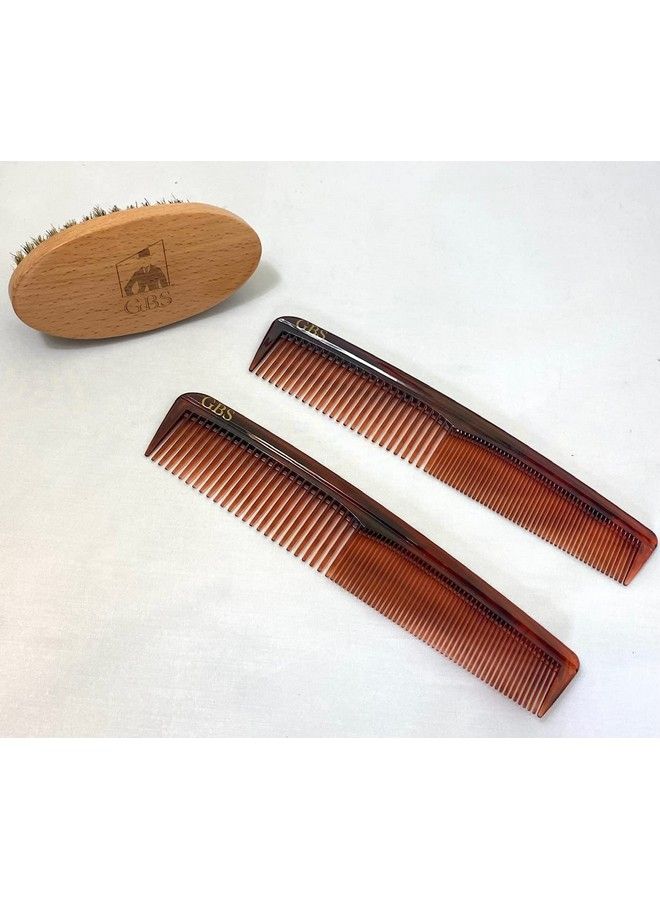 G.B.S Beard Brush & Hair Comb Kit Ultimate Grooming Shaping Styling Set Natural Bamboo Handle Wooden Pocket Comb & Tortoiseshell Antistatic Gentle Convenient Round Teeth Pocket Size - Image 3