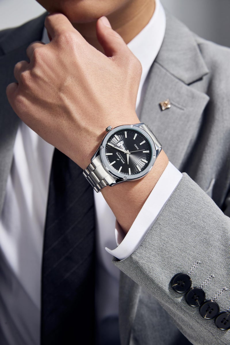 Daniel Hechter Paris Bastille Collection Analog Watch for Men with Round Dial, Stainless Steel Strap and Date Function-DHM1014 - Image 2