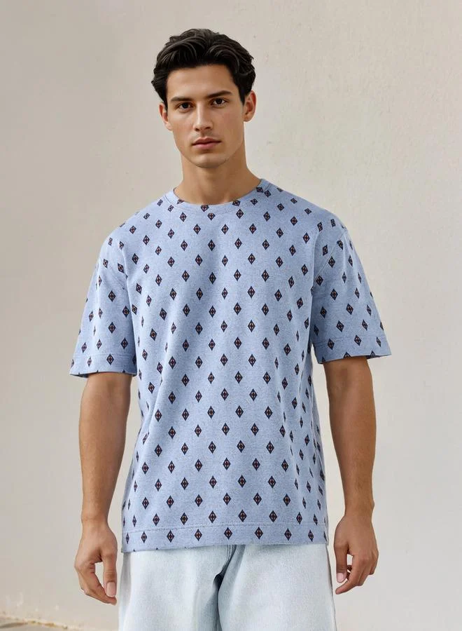 Lee Cooper Jacquard Textured Crew Neck T-shirt