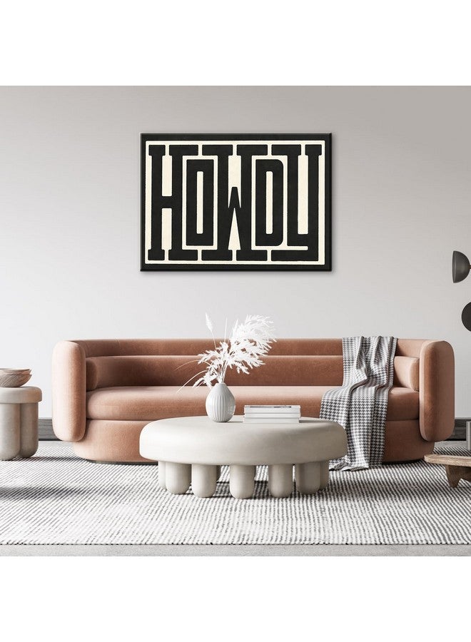 QIYFFBN Framed Funky Big Howdy Canvas Wall Art Western Modern Decor Black and White Southwestern Country Ranch Sign Picture Print Minimalism Trendy Farmhouse Living Room Art(24x36in Framed) - Image 1