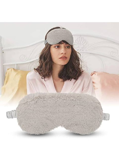 ™ 100% l Silk and Fur Reversible Sleep Mask Cover for Insomnia Puffy Eyes and Dark Circles (Grey)