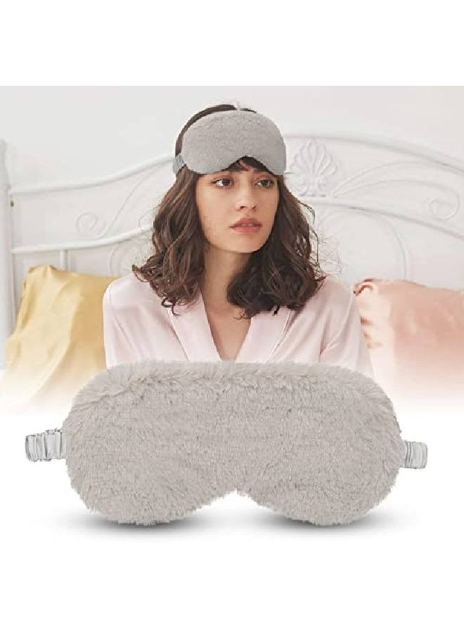 Jenna - ™ 100% l Silk and Fur Reversible Sleep Mask Cover for Insomnia Puffy Eyes and Dark Circles (Grey) - Image 1