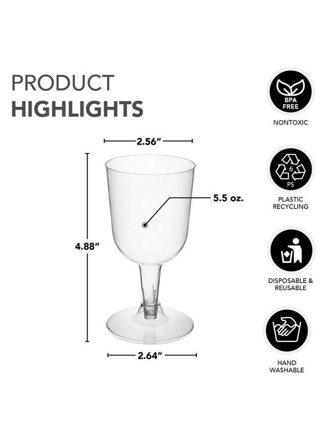 Party Essentials Hard Plastic Two Piece 5.5-Ounce Wine Glasses, Clear, Pack of 40 - Image 2