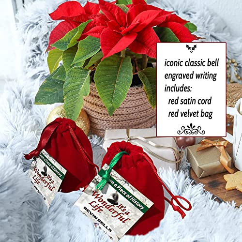 Bevin Bells “It’s a Wonderful Life” Silver-Plated Christmas Tree Ornament | Official Movie Bell Keepsake | Red Ribbon & Velvet Gift Bag Decoration, Christmas Decoration, Wedding Gifts - Image 5
