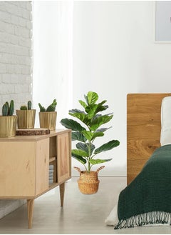 Garlo Artificial Plants 70cm Fake Fiddle Leaf Fig Tree, with 21 Leaves in Pot and Woven Seagrass Basket, Perfect Faux Ficus Lyrata Plant for Home Indoor Outdoor Office Modern Decor Green  - Image 3